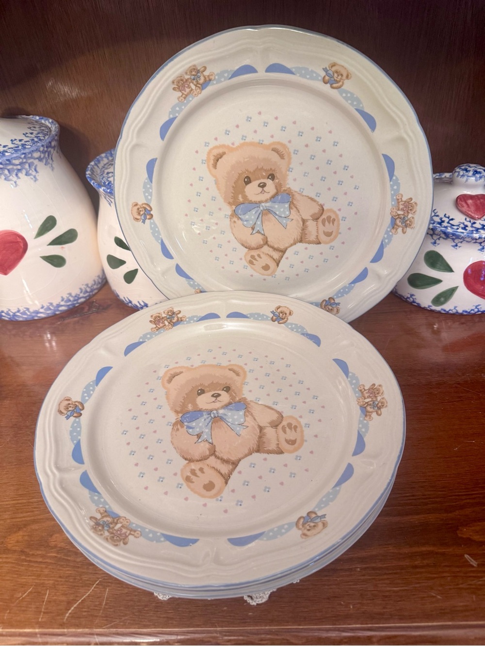 4 Tienshan Country Bear Theodore Teddy Bear 10.5" Dinner Plate